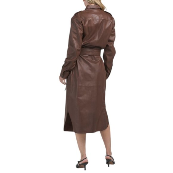 BOD & CHRISTENSEN Leather Belted Shirt Dress - Picture 2 of 3